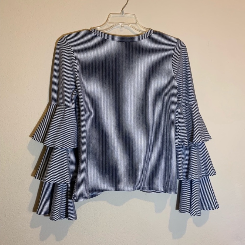 Belle + Sky Twist Front Tiered Ruffle Bell Sleeve - Picture 7 of 8